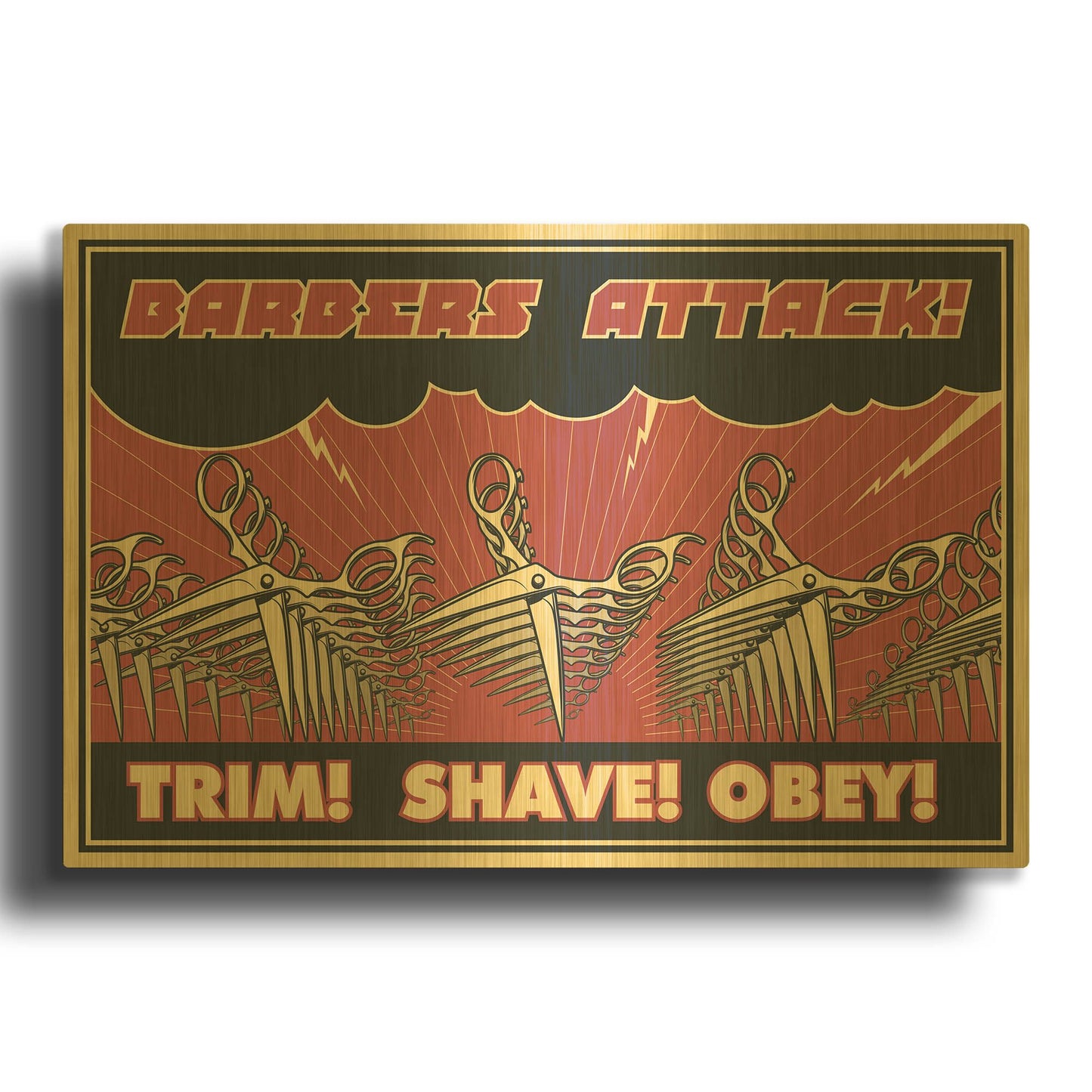 'Barbershop' By LUXE Gold Metal Wall Art