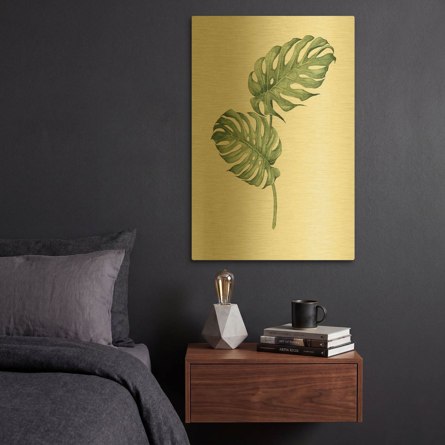'Leaf Green' By Incado Gold Metal Wall Art