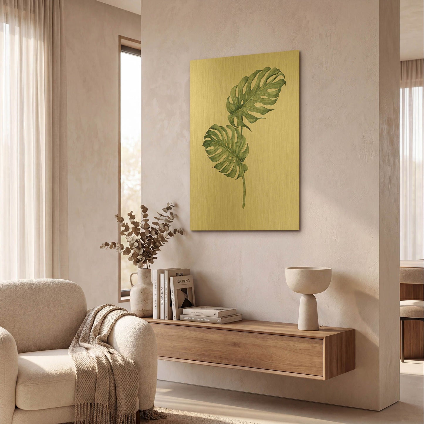 'Leaf Green' By Incado Gold Metal Wall Art