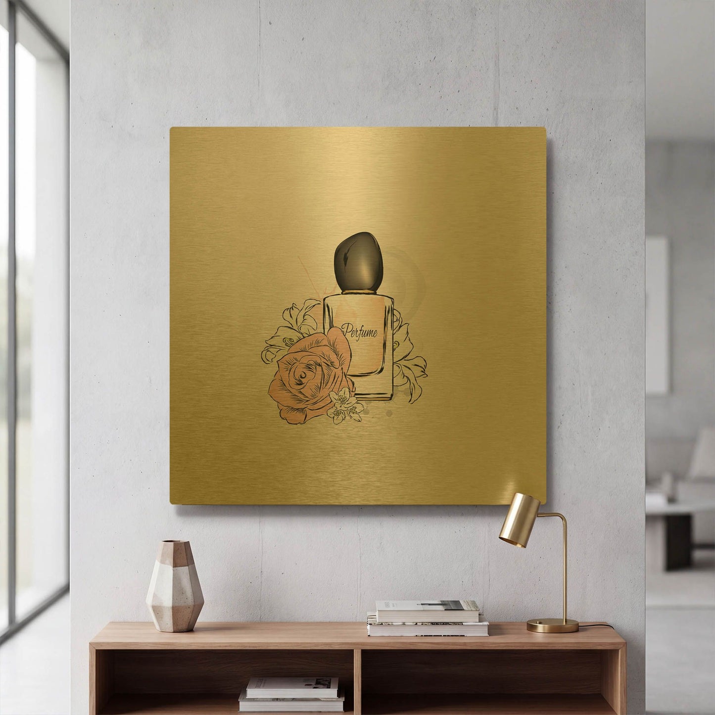 'Perfume I' By Incado Gold Metal Wall Art