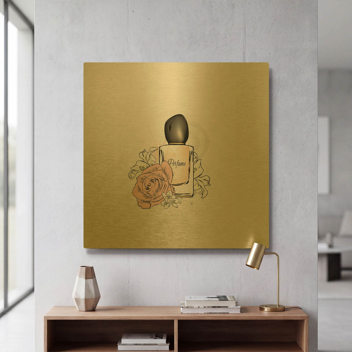 'Perfume I' By Incado Gold Metal Wall Art