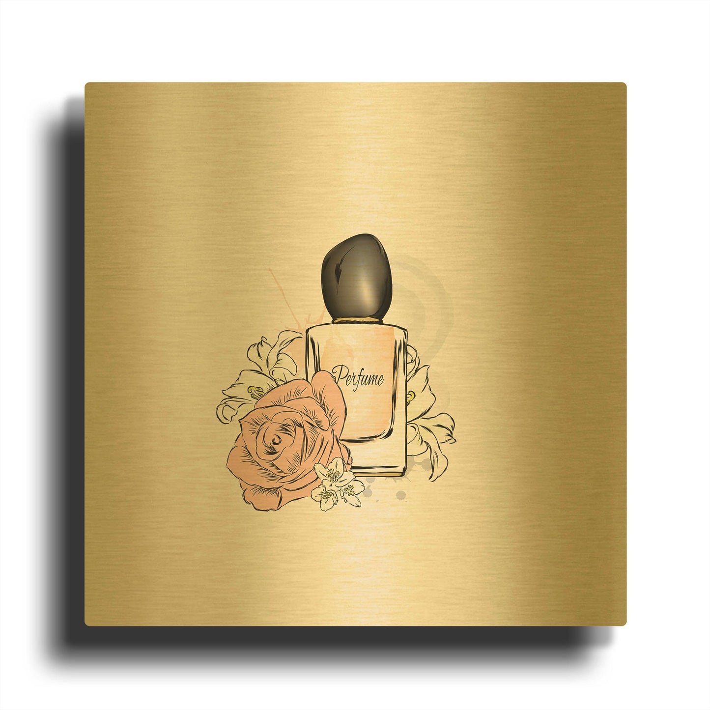 'Perfume I' By Incado Gold Metal Wall Art