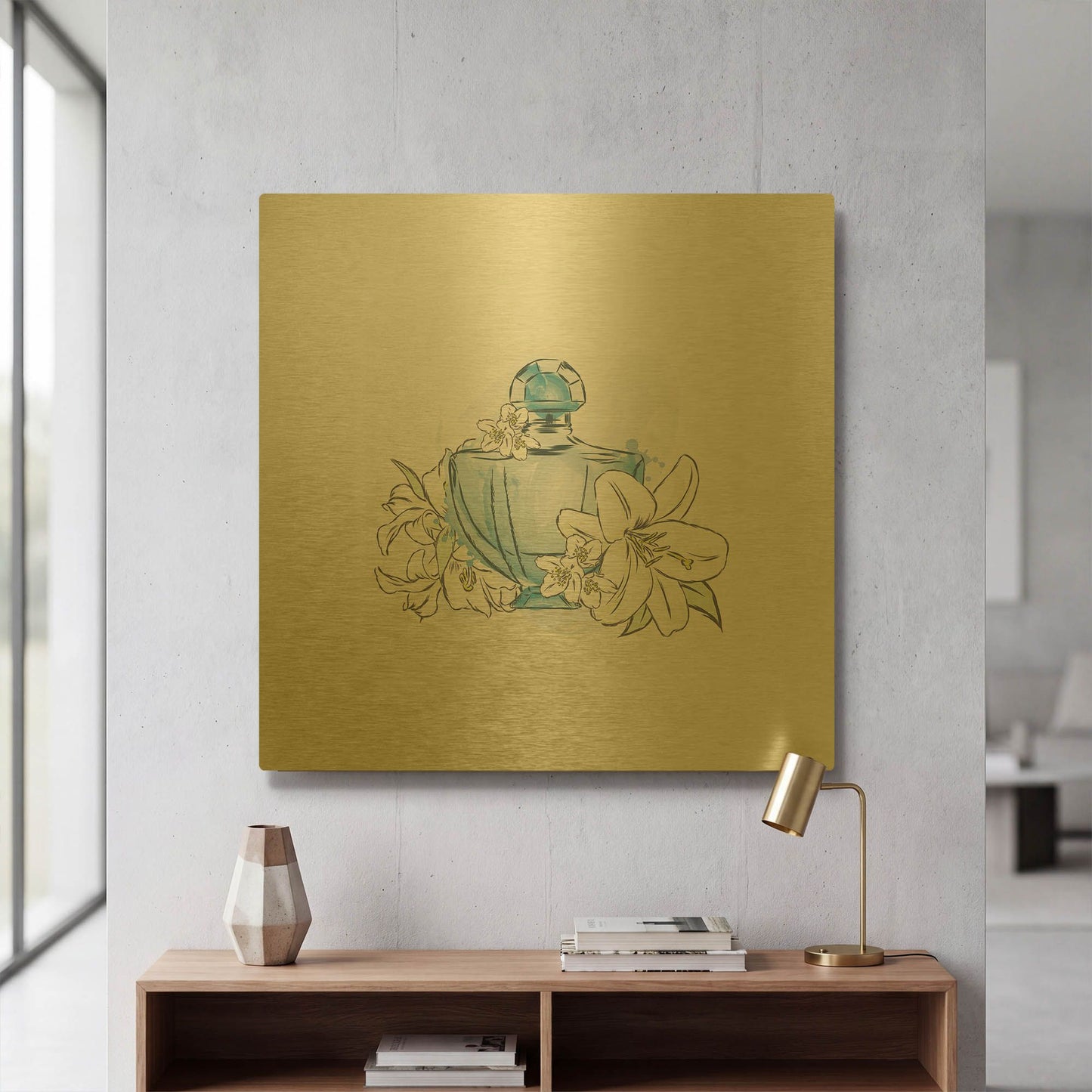 'Perfume II' By Incado Gold Metal Wall Art