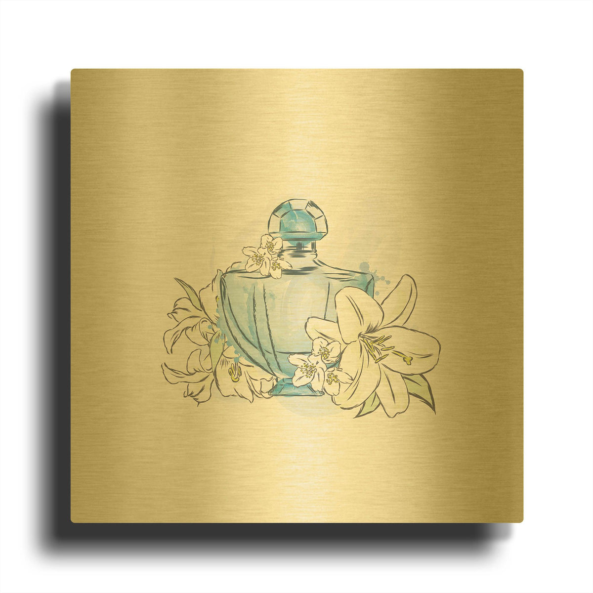 'Perfume II' By Incado Gold Metal Wall Art