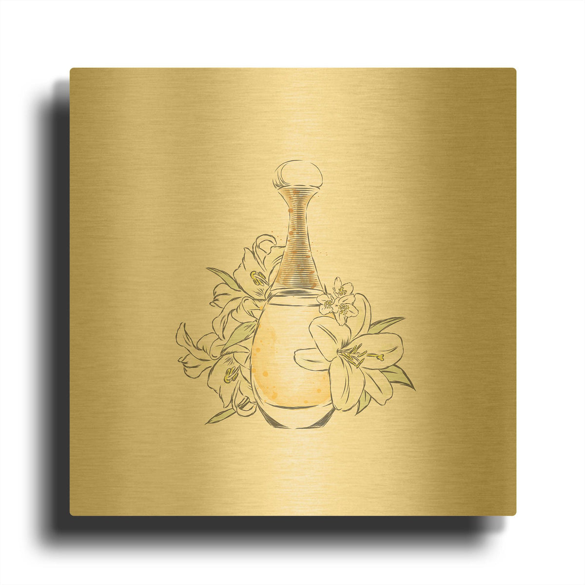'Perfume III' By Incado Gold Metal Wall Art