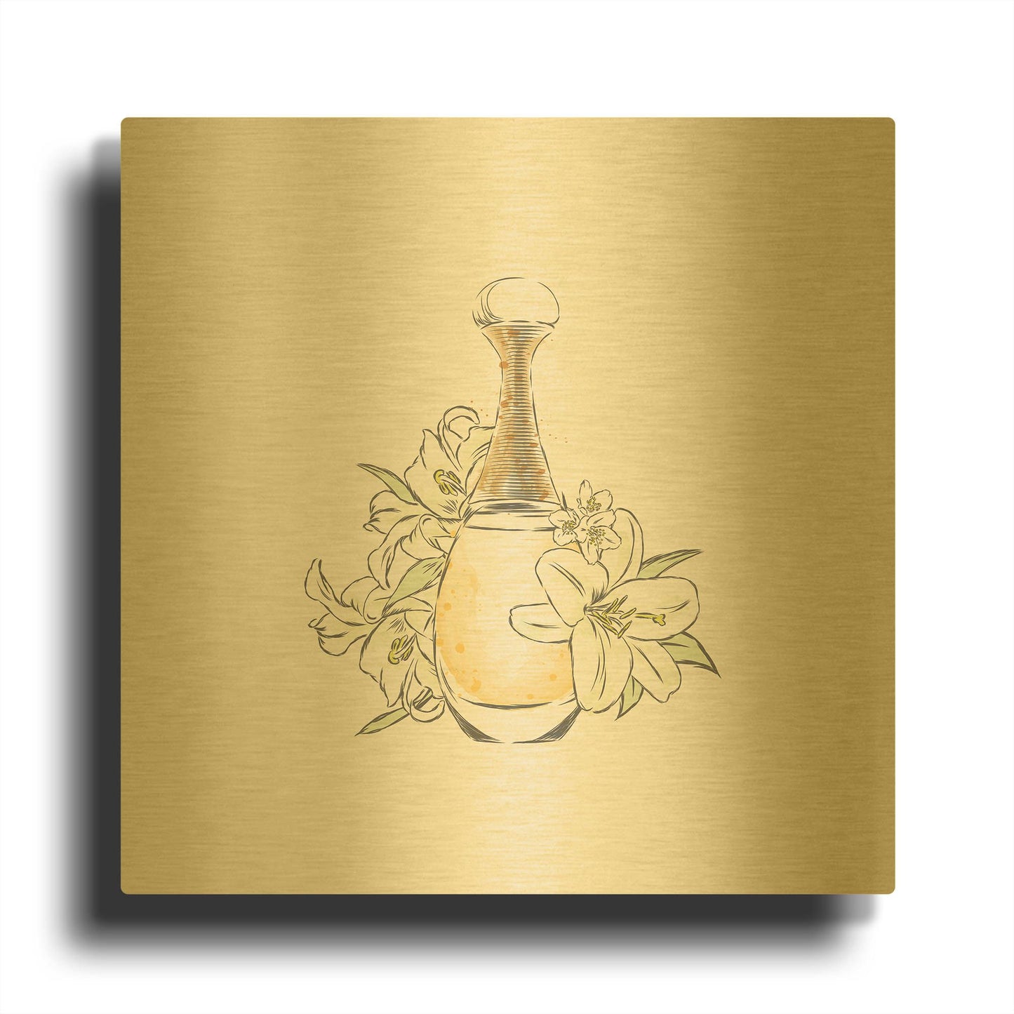 'Perfume III' By Incado Gold Metal Wall Art