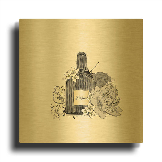 'Perfume IV' By Incado Gold Metal Wall Art