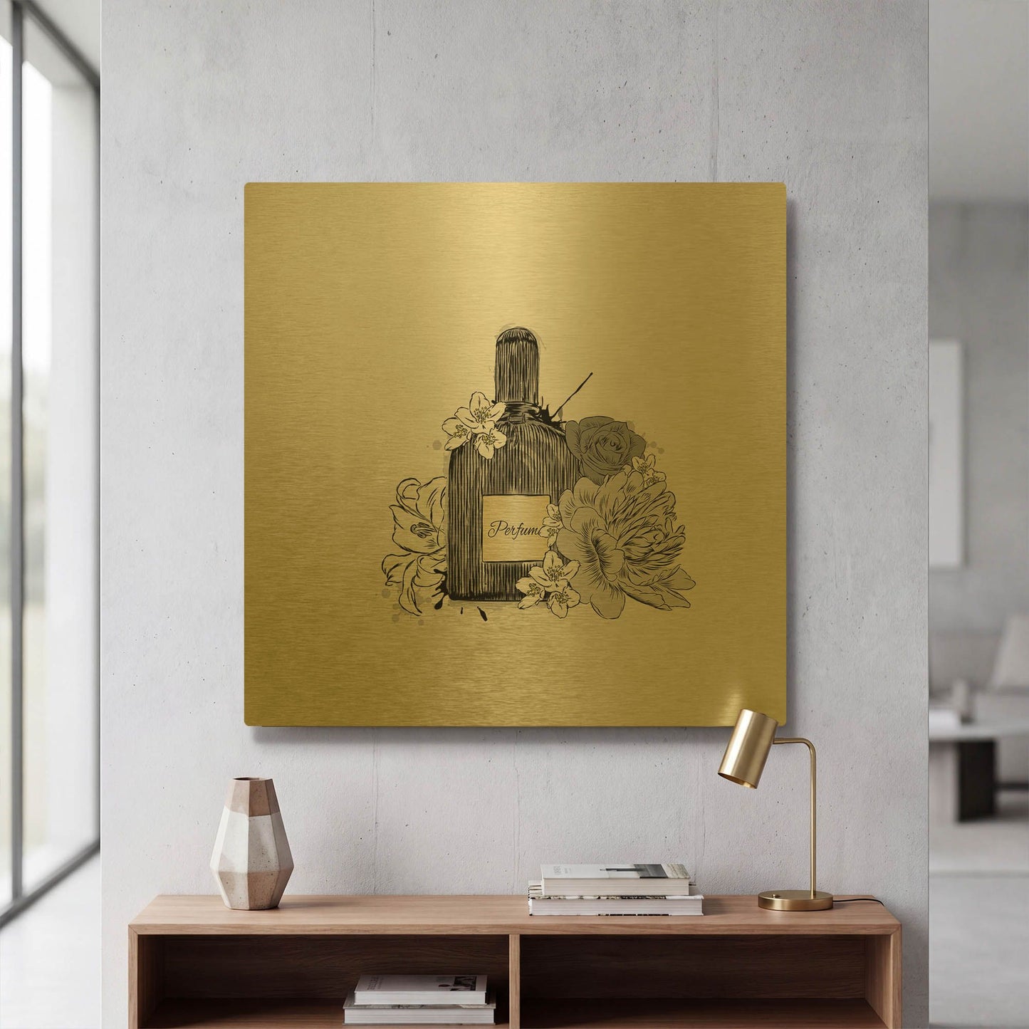'Perfume IV' By Incado Gold Metal Wall Art