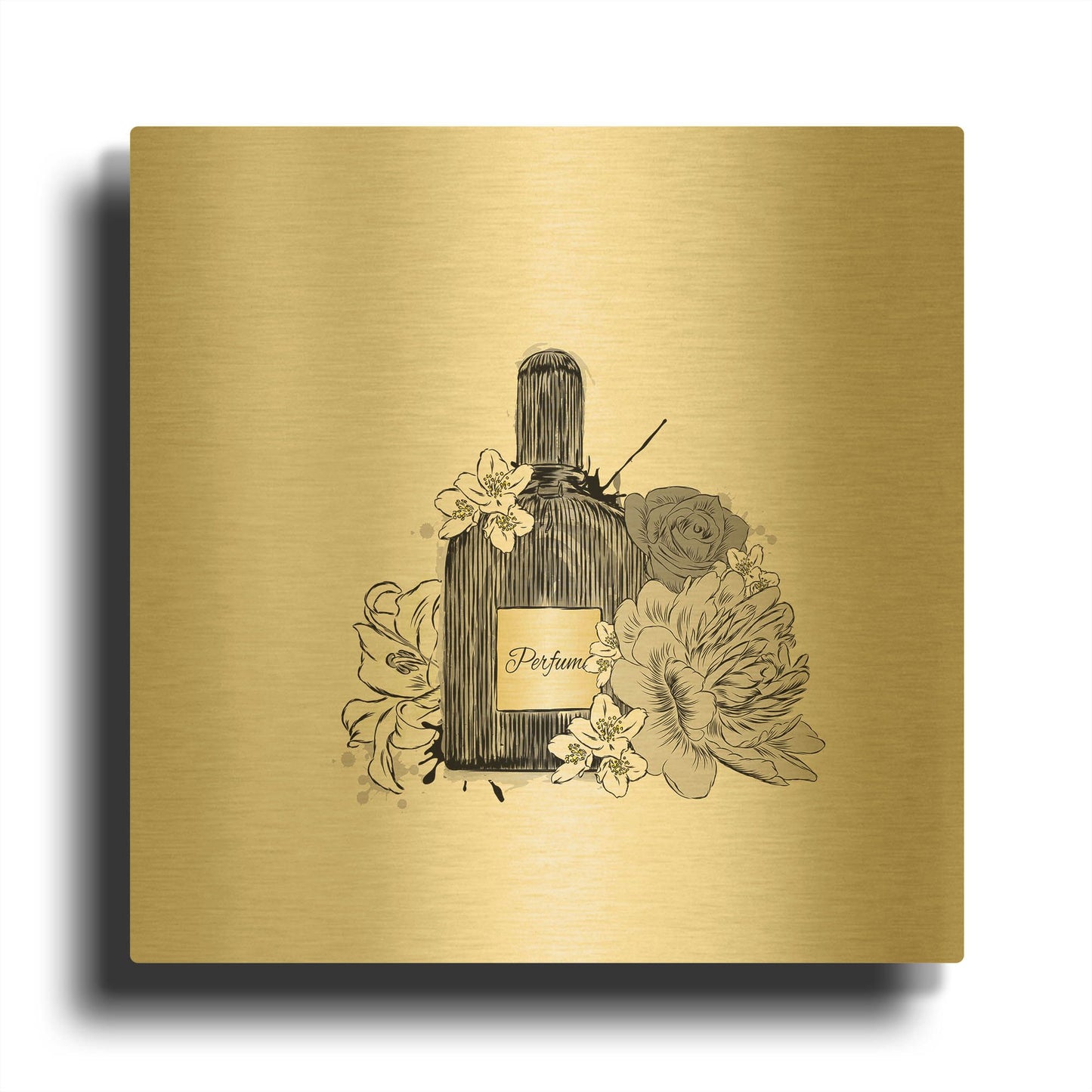 'Perfume IV' By Incado Gold Metal Wall Art