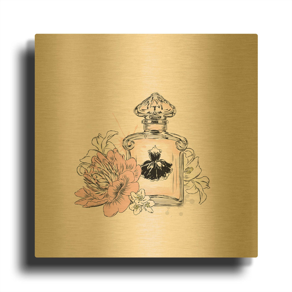 'Perfume V' By Incado Gold Metal Wall Art