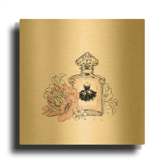 'Perfume V' By Incado Gold Metal Wall Art