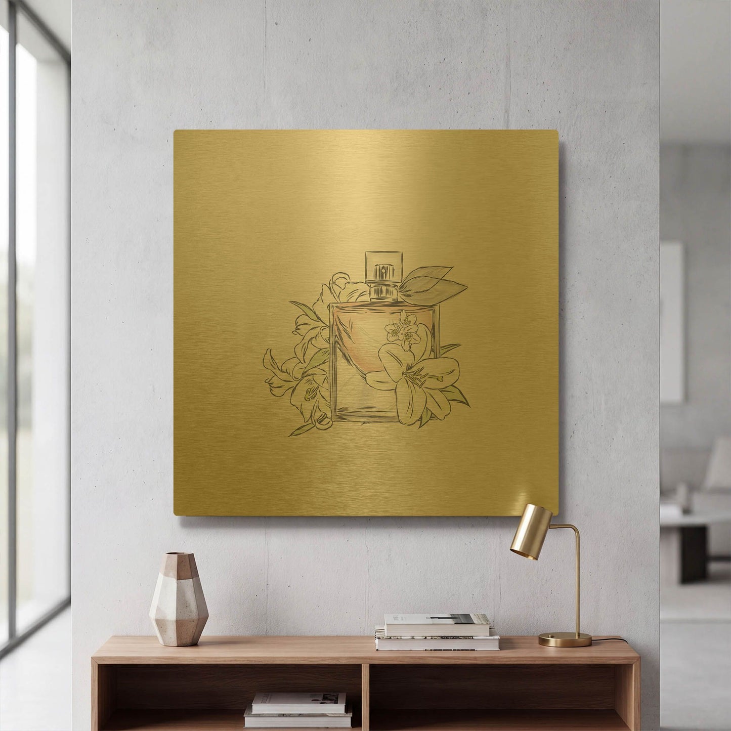 'Perfume VI' By Incado Gold Metal Wall Art
