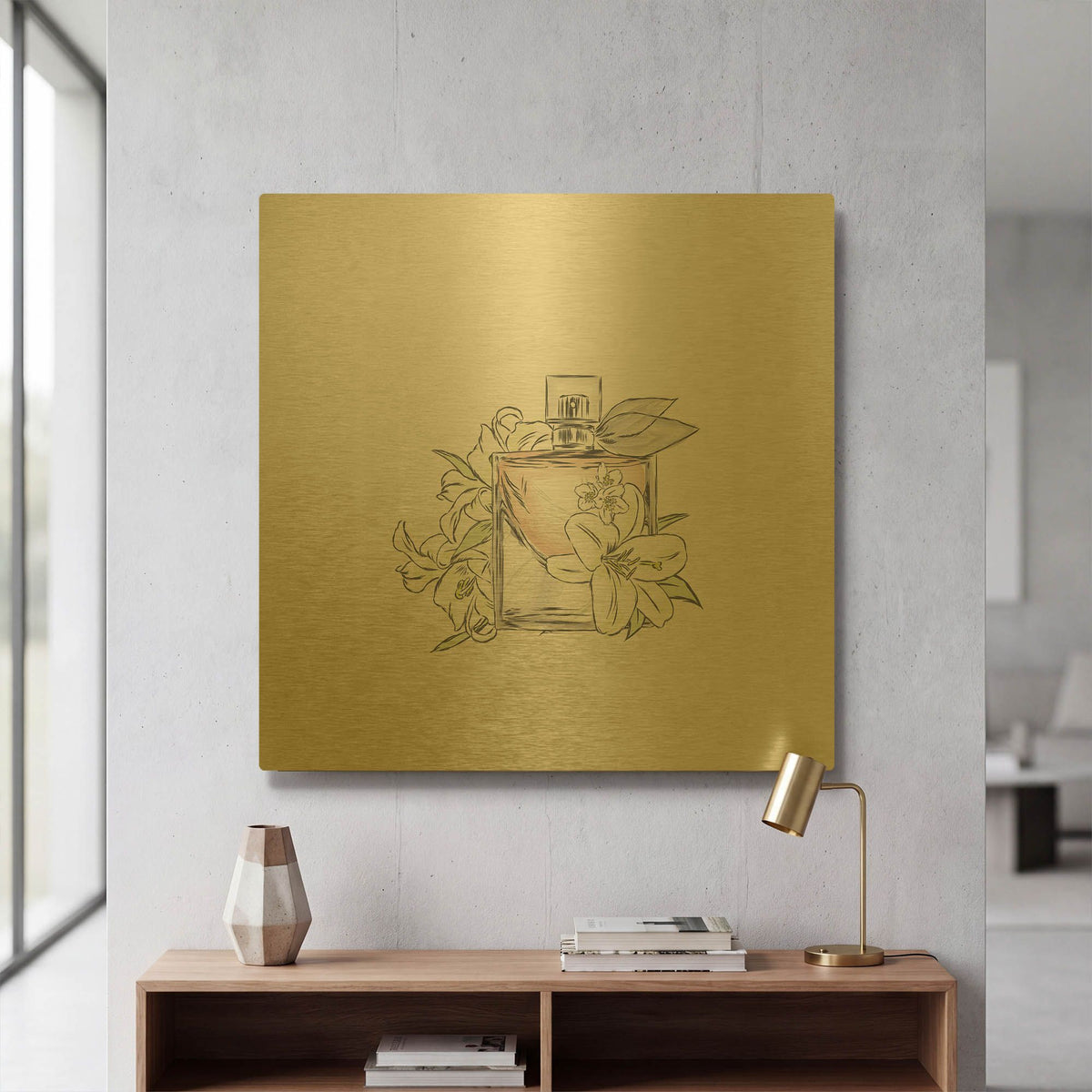 'Perfume VI' By Incado Gold Metal Wall Art