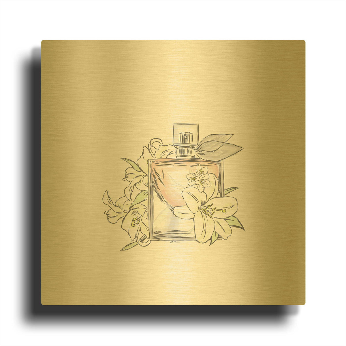 'Perfume VI' By Incado Gold Metal Wall Art