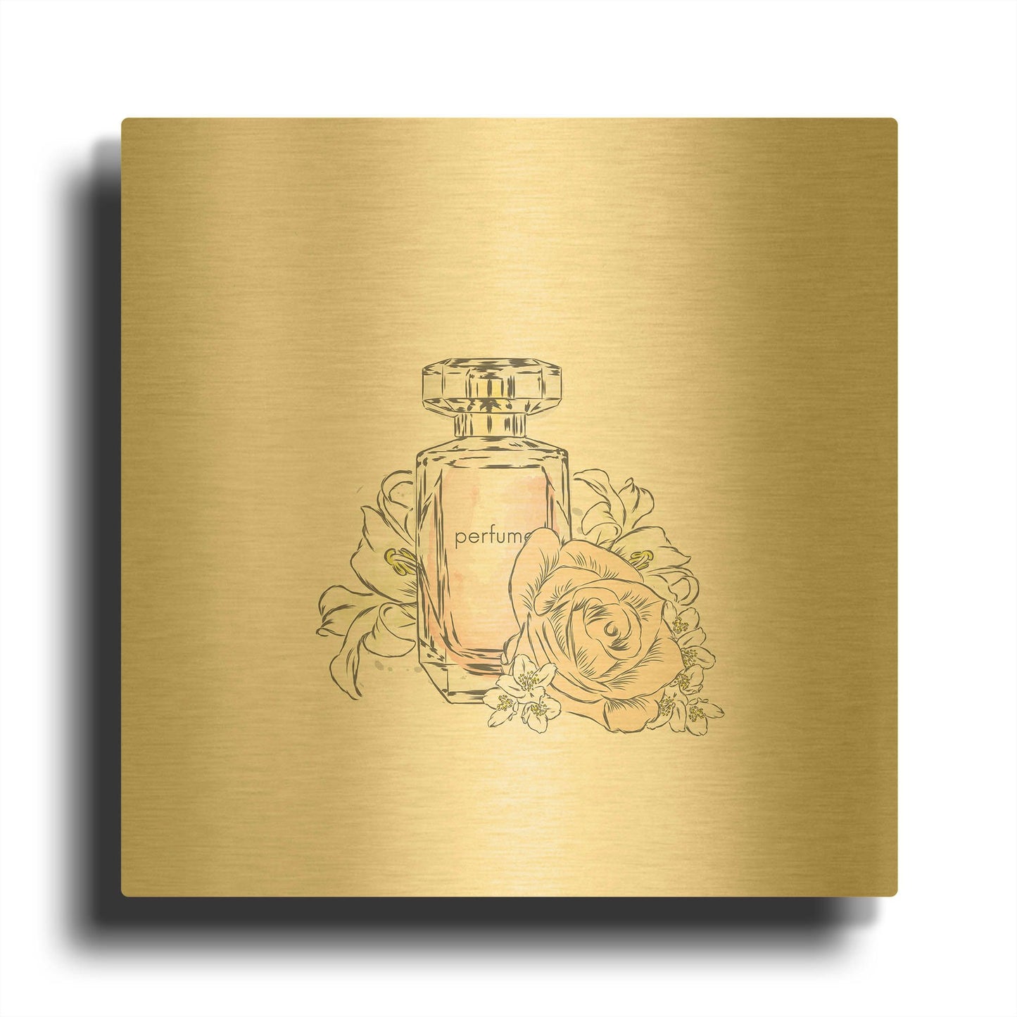 'Perfume VII' By Incado Gold Metal Wall Art