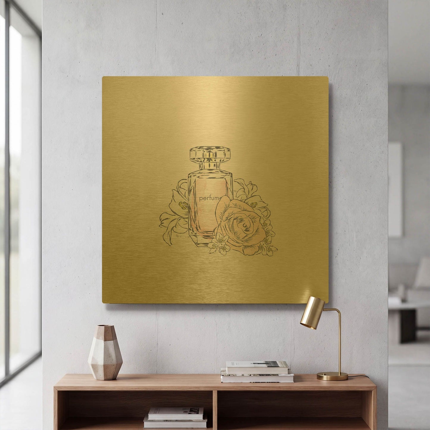 'Perfume VII' By Incado Gold Metal Wall Art