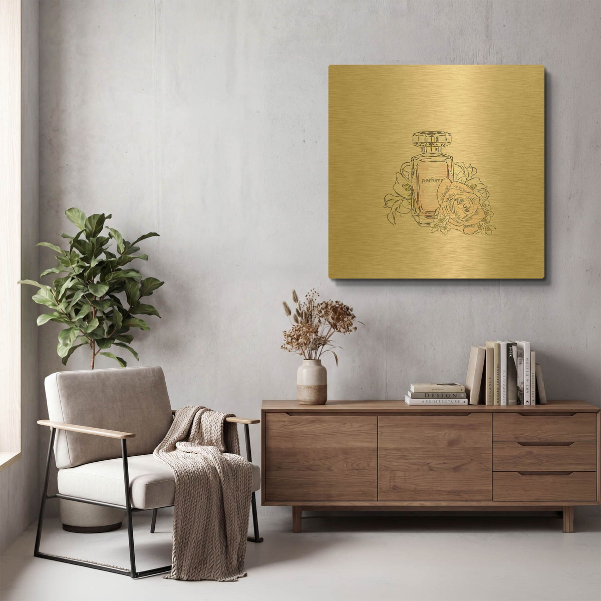 'Perfume VII' By Incado Gold Metal Wall Art