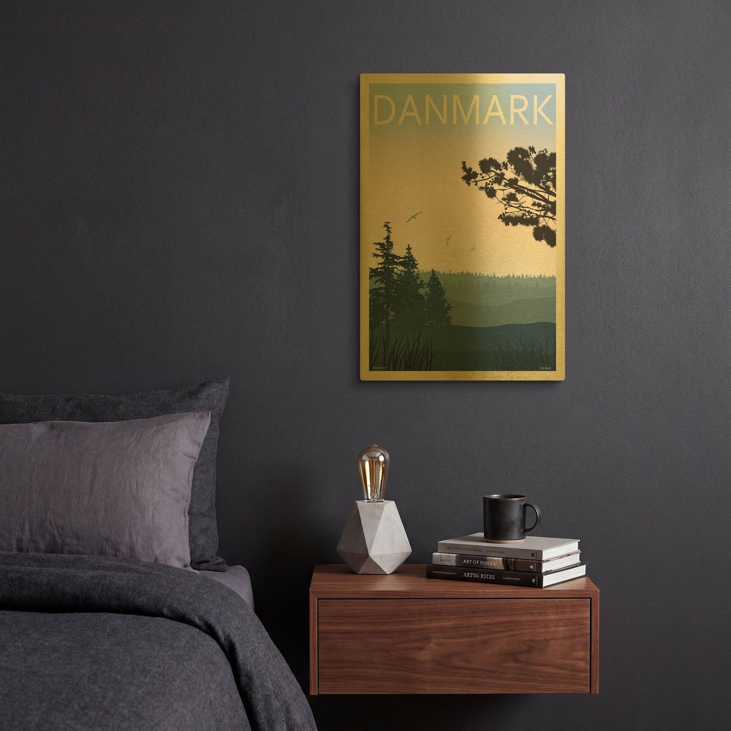 'Pine Forest' By Incado Gold Metal Wall Art