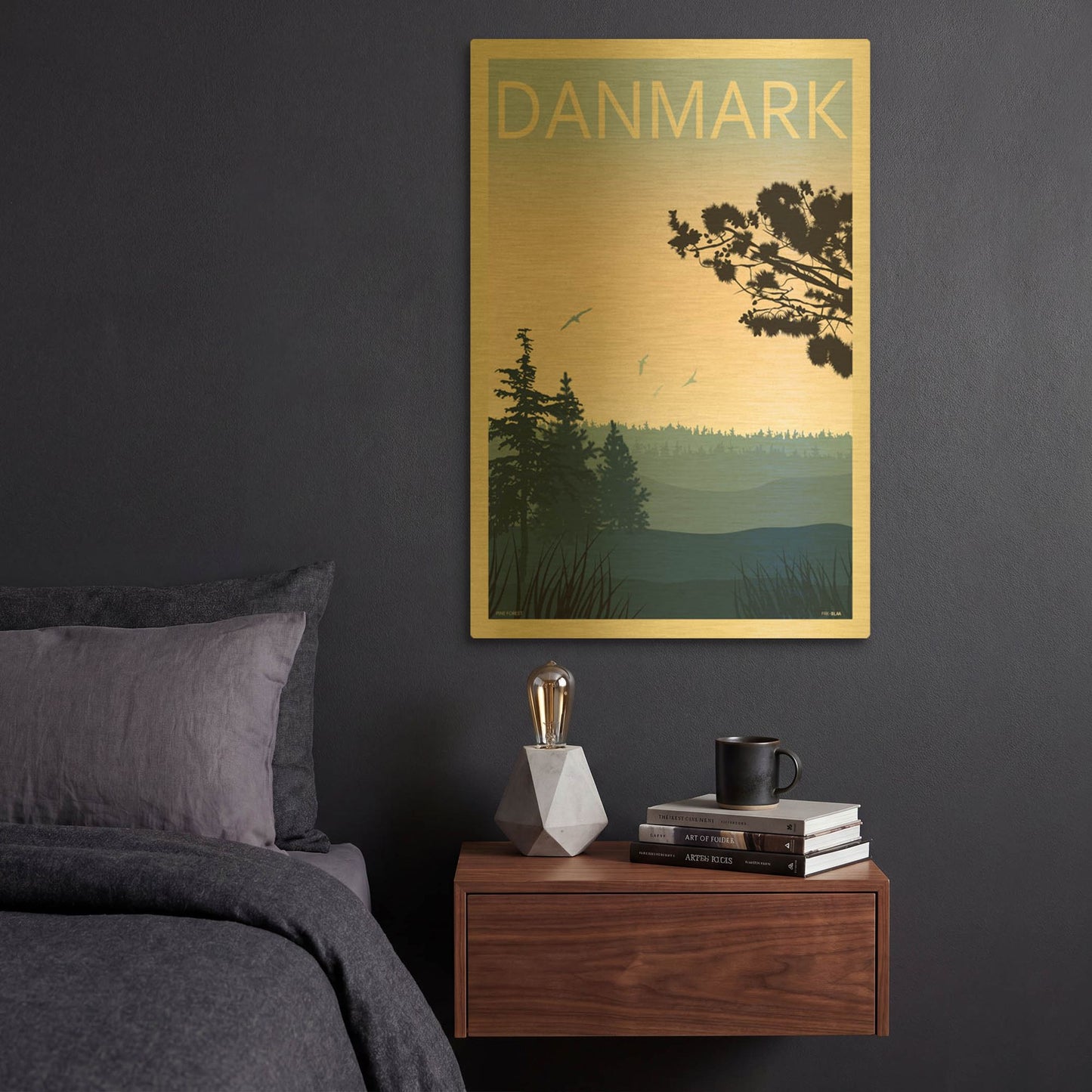 'Pine Forest' By Incado Gold Metal Wall Art