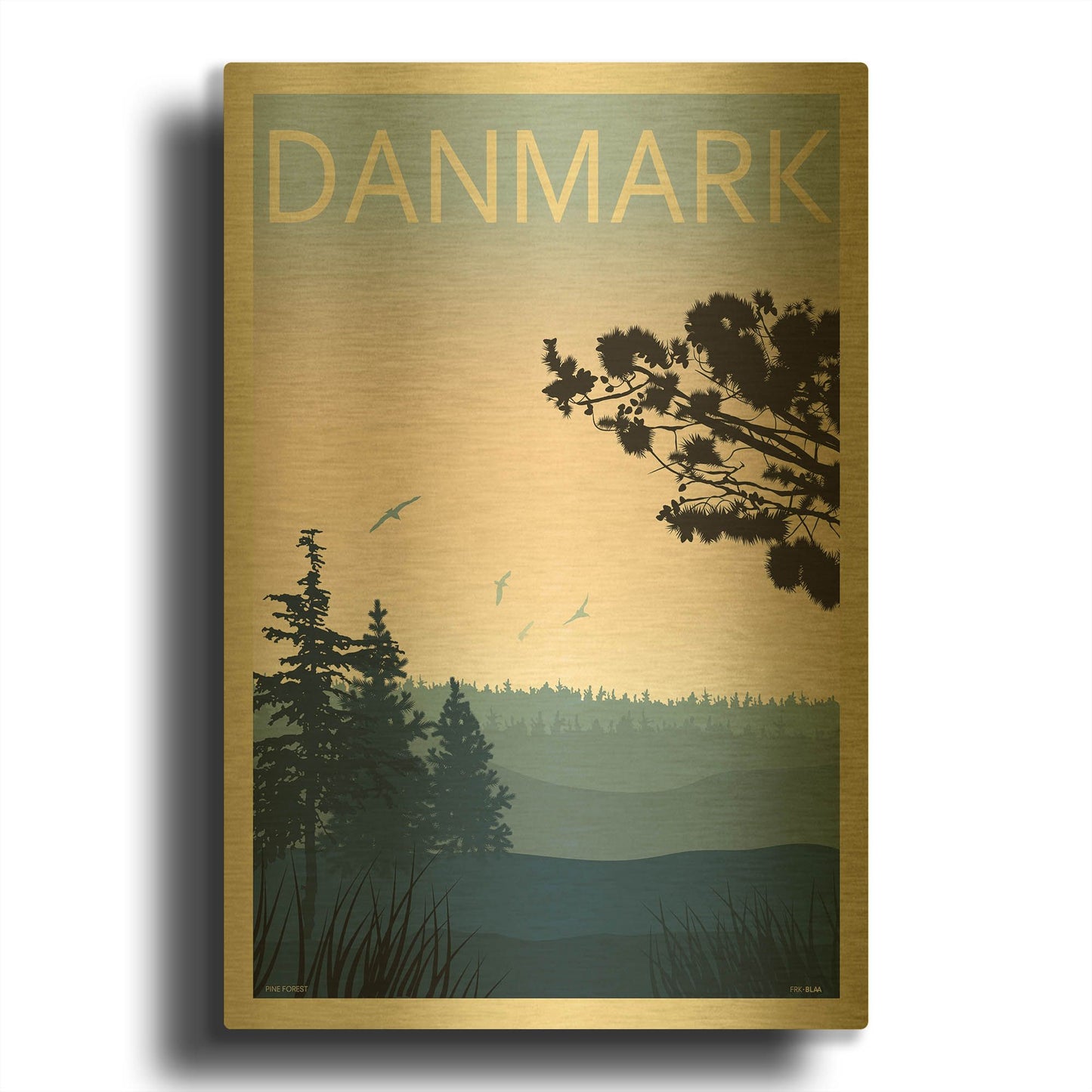 'Pine Forest' By Incado Gold Metal Wall Art