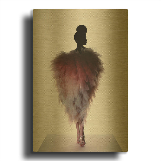 'Pinklingo' By Incado Gold Metal Wall Art