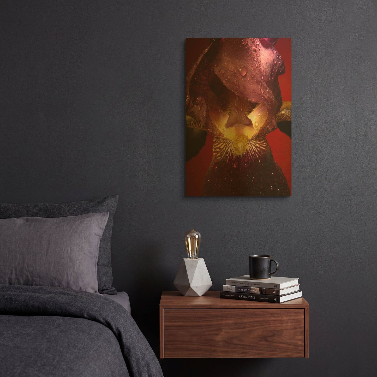 'Red Flower' By Incado Gold Metal Wall Art