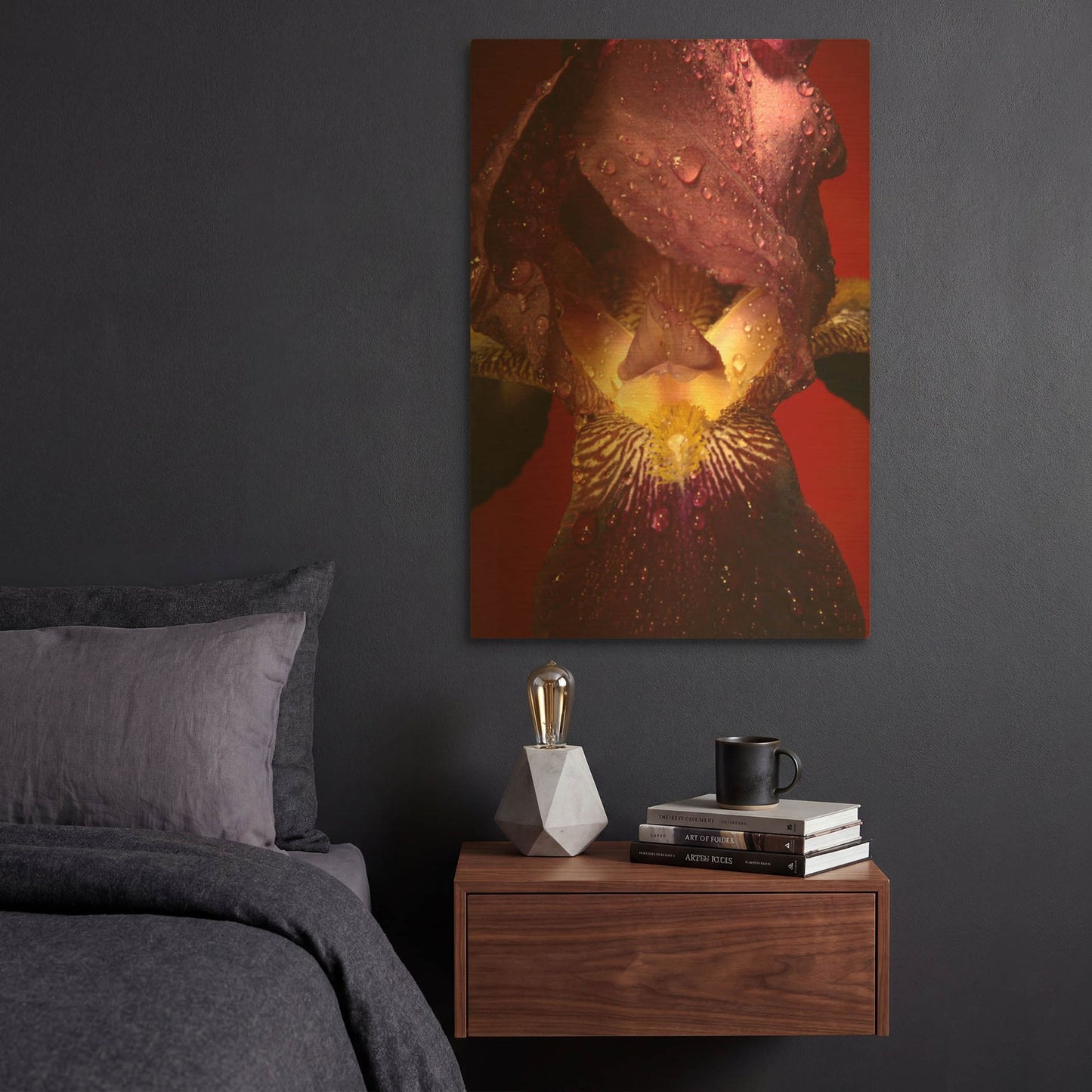 'Red Flower' By Incado Gold Metal Wall Art