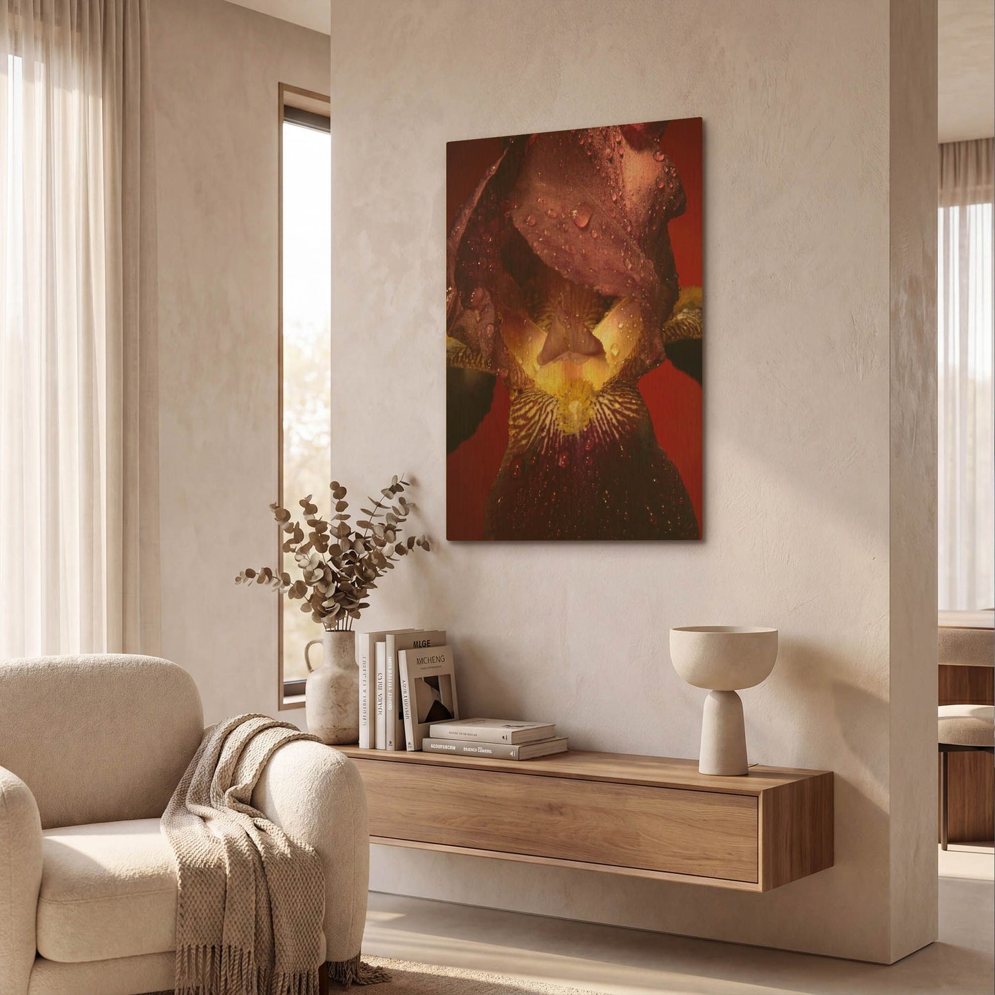 'Red Flower' By Incado Gold Metal Wall Art