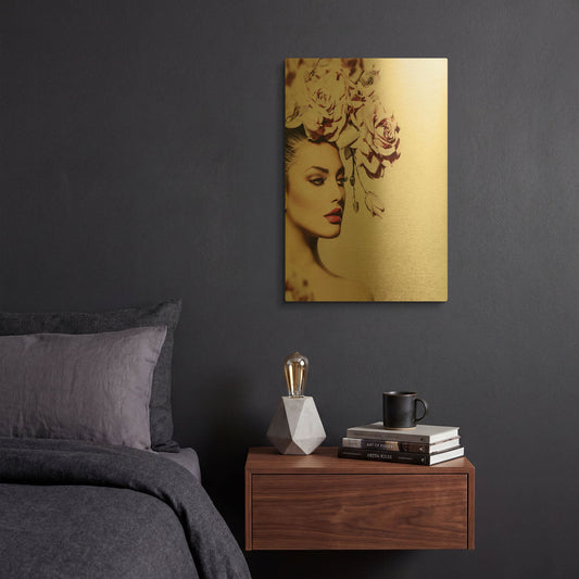 'Rose' By Incado Gold Metal Wall Art