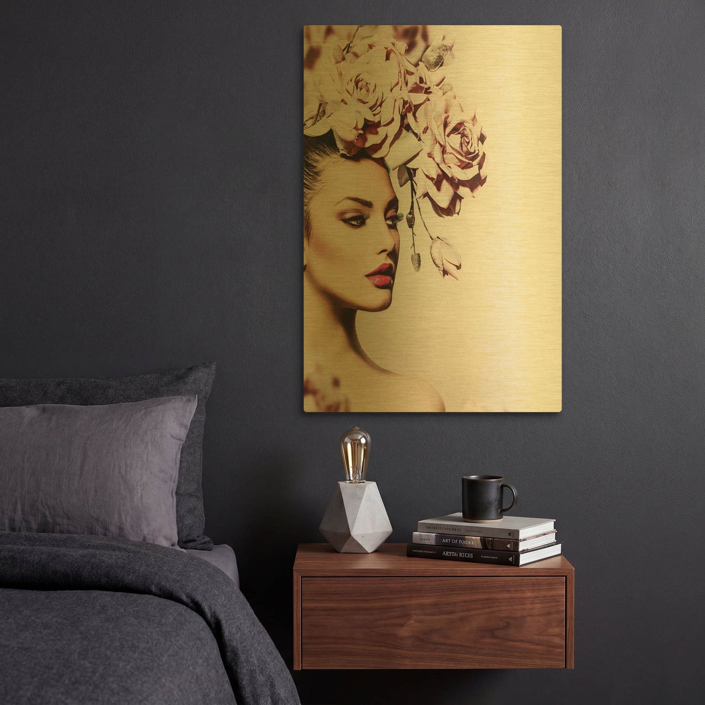 'Rose' By Incado Gold Metal Wall Art