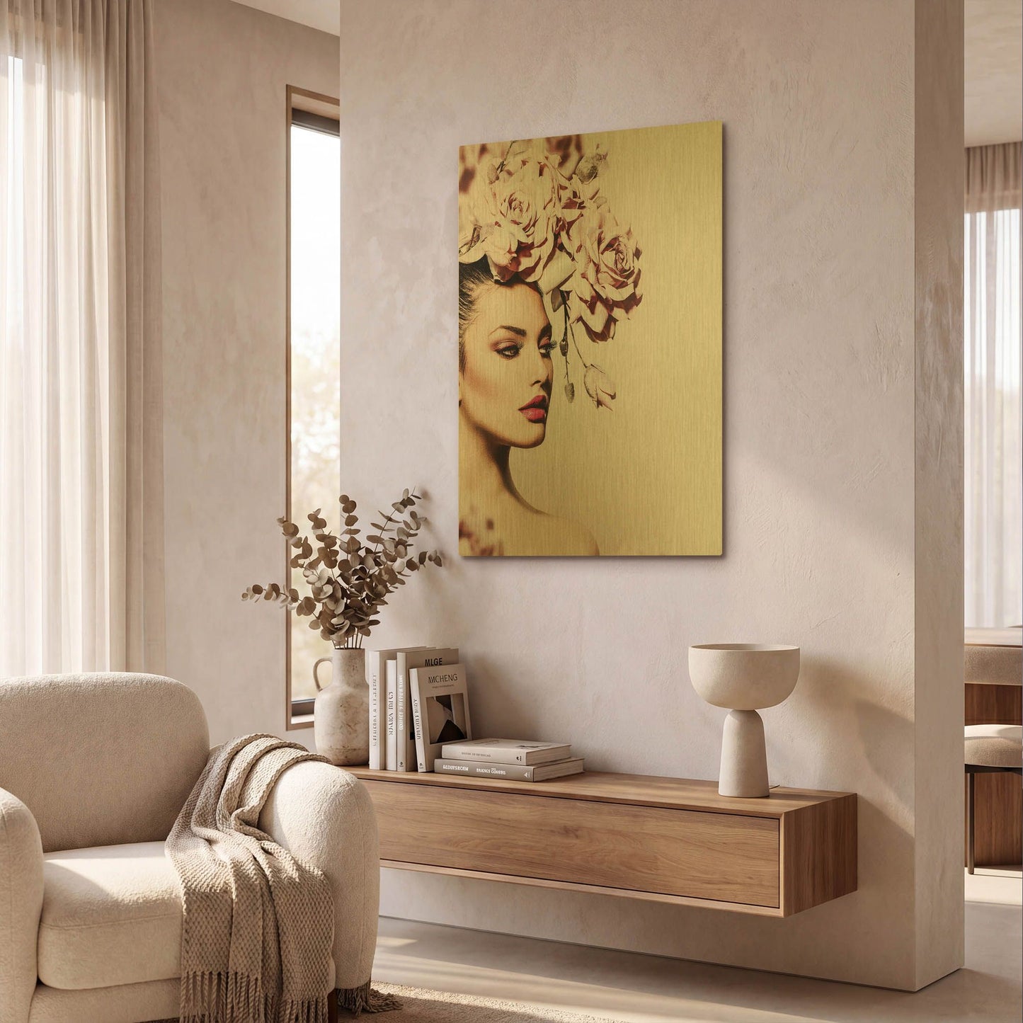 'Rose' By Incado Gold Metal Wall Art