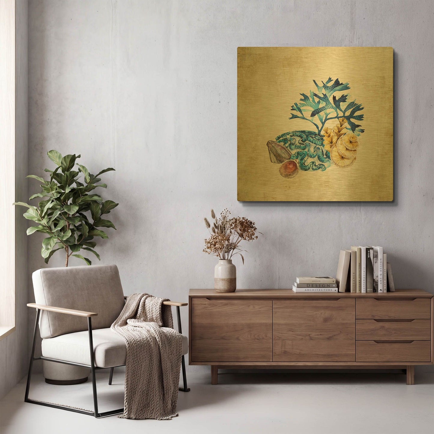 'Sea Life II' By Incado Gold Metal Wall Art