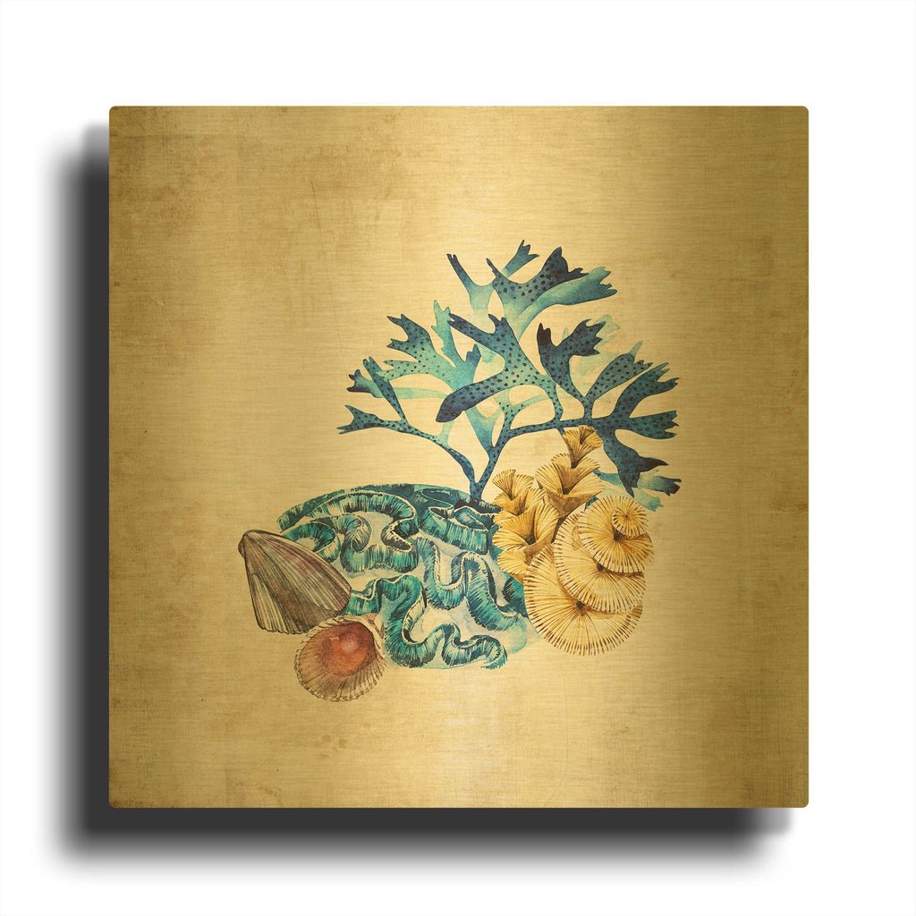 'Sea Life II' By Incado Gold Metal Wall Art