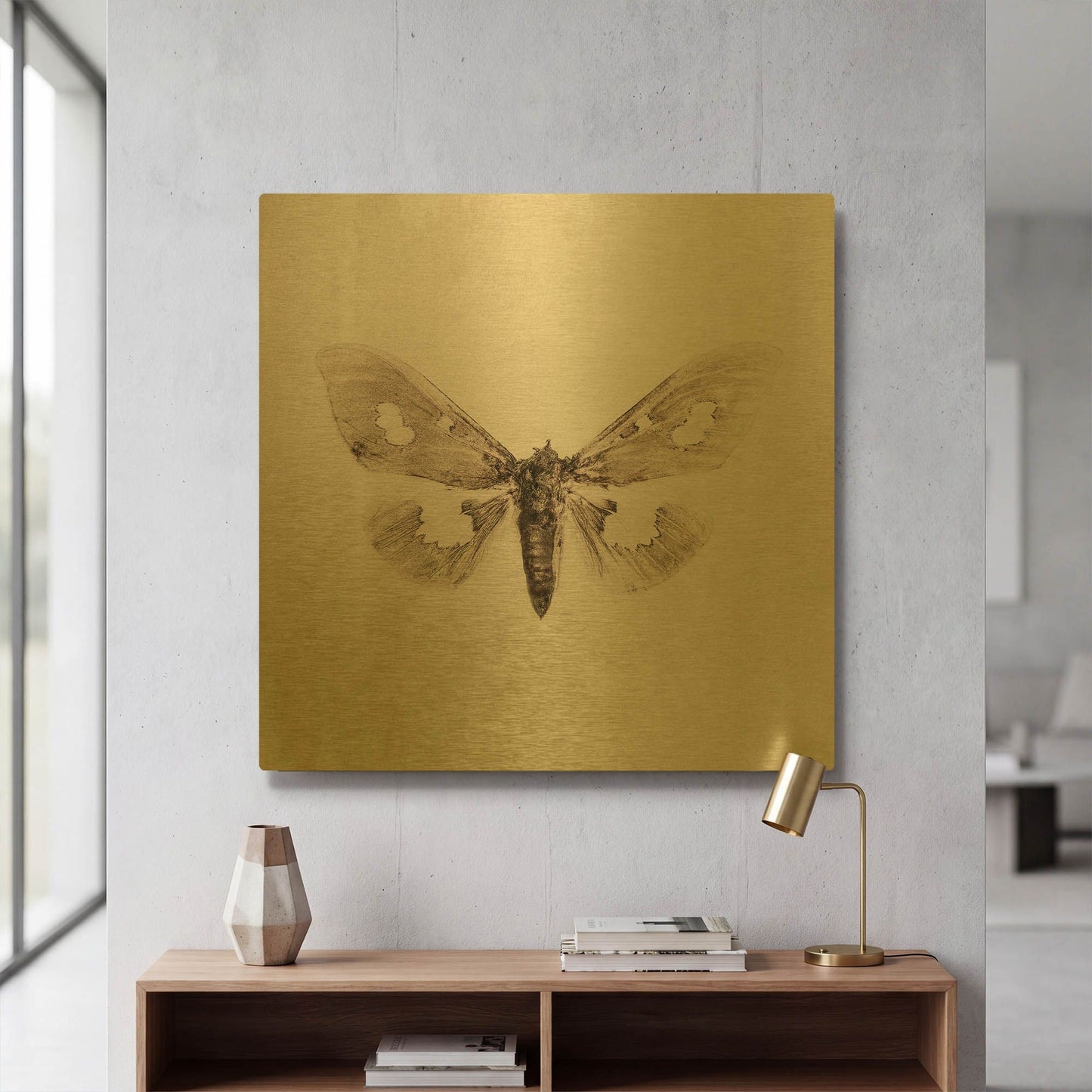 'Sepia Moth' By Incado Gold Metal Wall Art