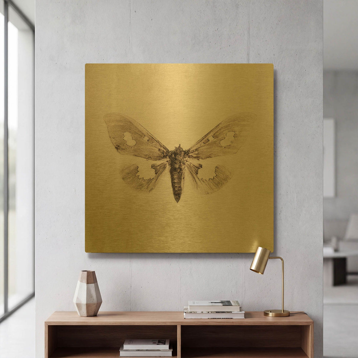 'Sepia Moth' By Incado Gold Metal Wall Art