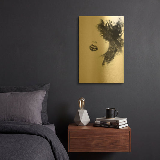 'Shadow Girl' By Incado Gold Metal Wall Art