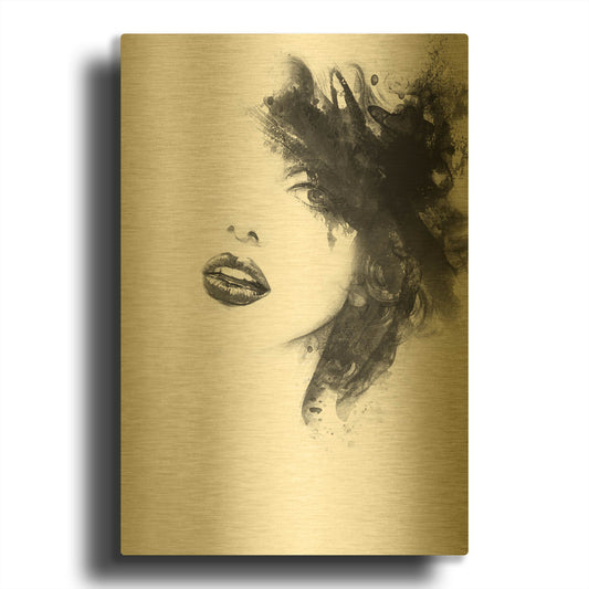'Shadow Girl' By Incado Gold Metal Wall Art