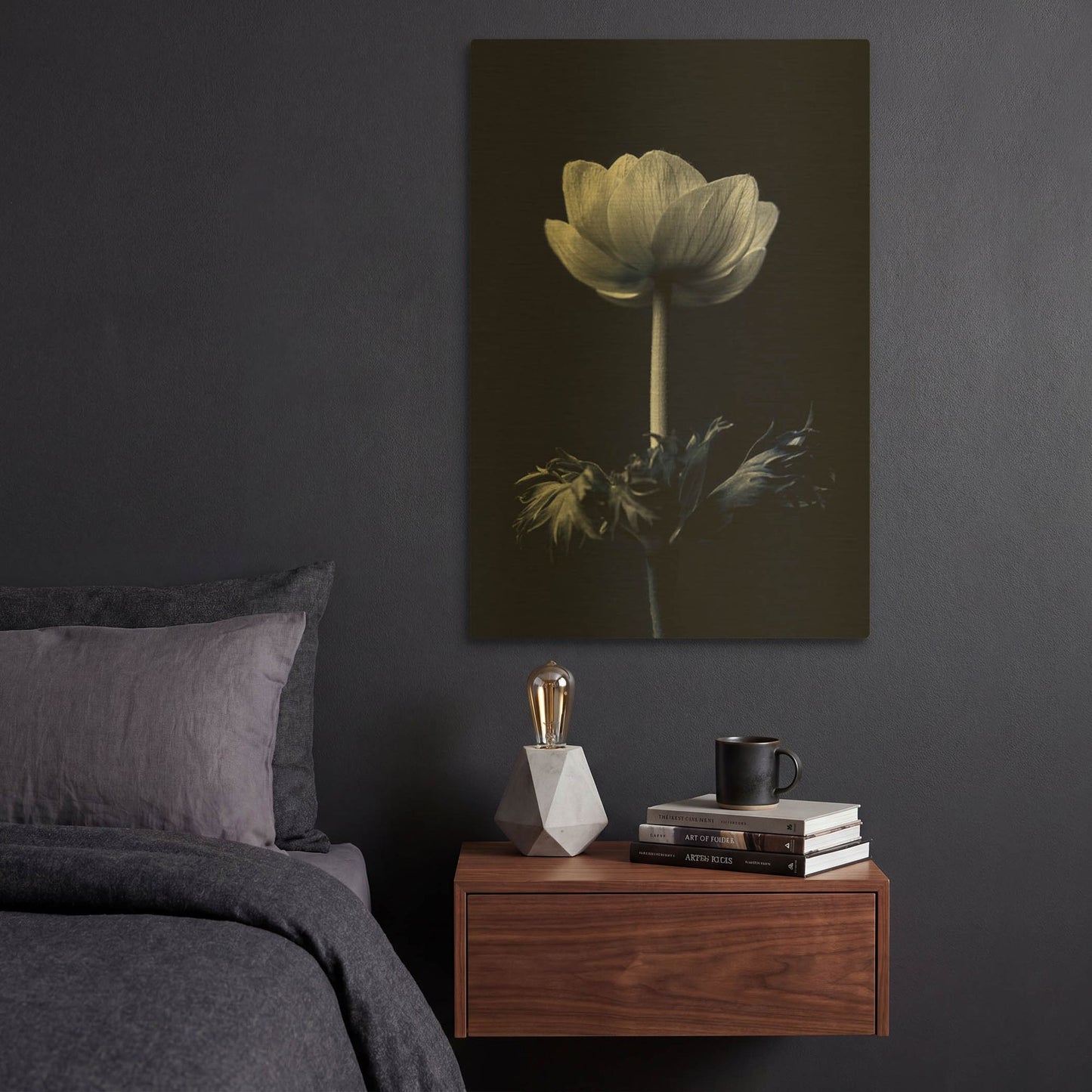 'Single Flower' By Incado Gold Metal Wall Art