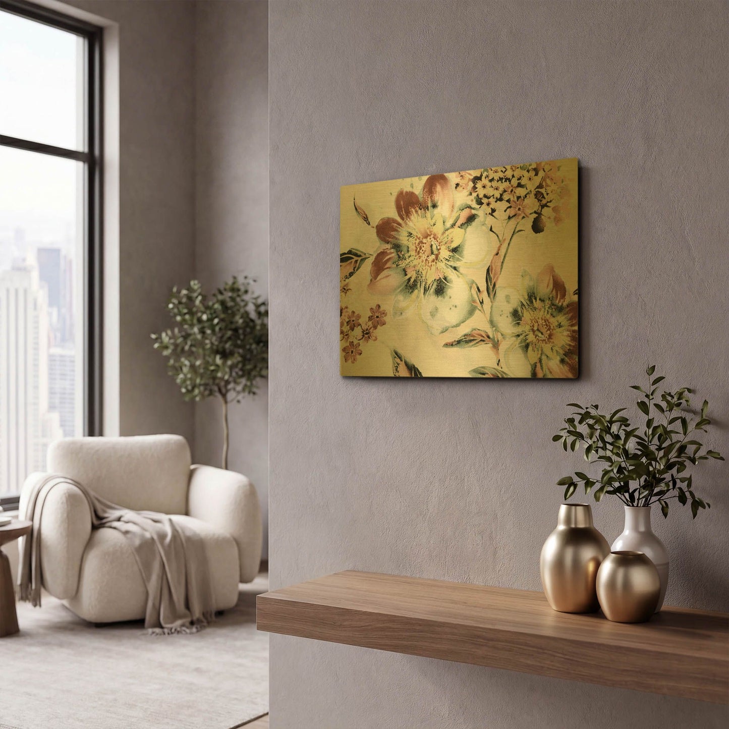 'Summer Flower' By Incado Gold Metal Wall Art