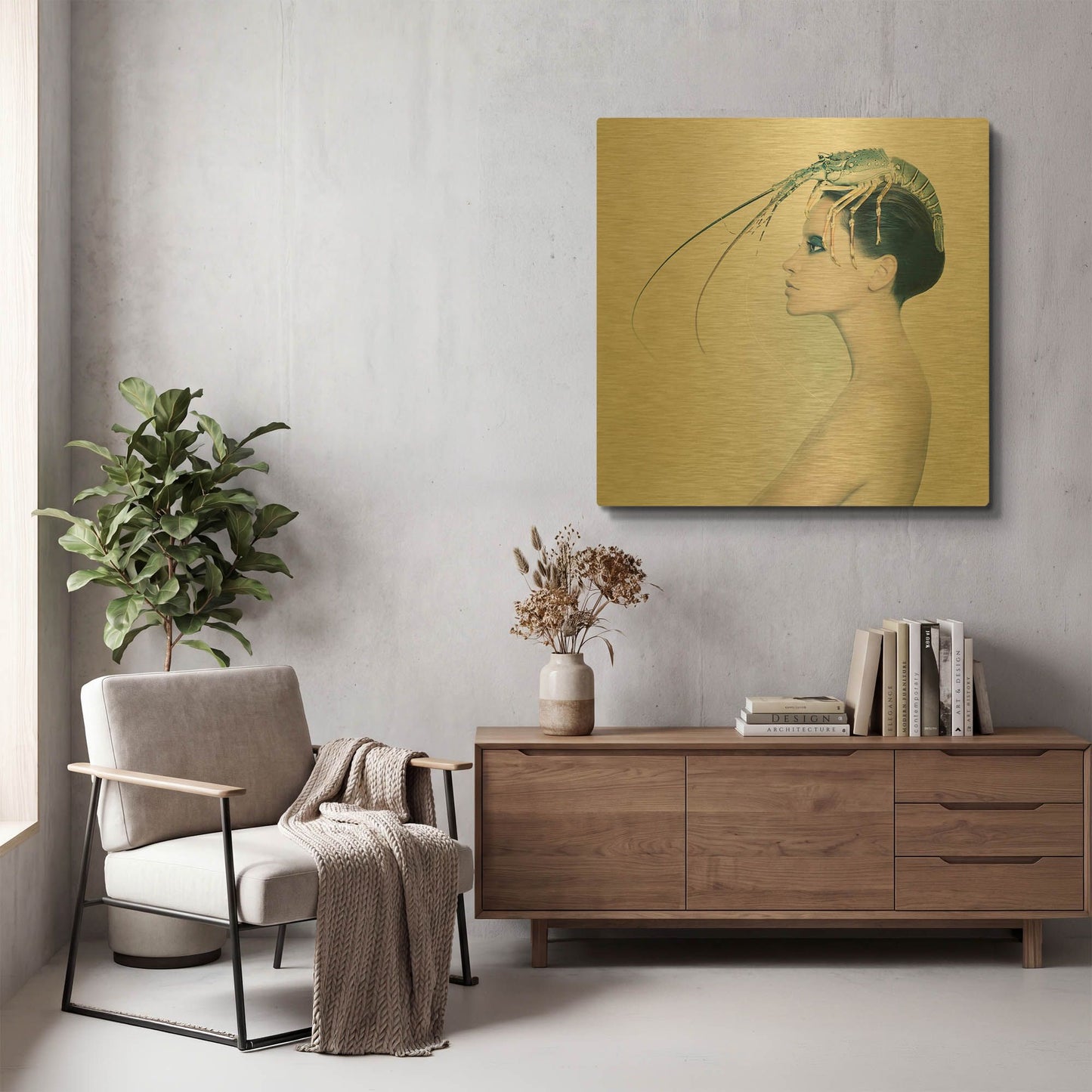 'The Lady and the Hummer' By Incado Gold Metal Wall Art