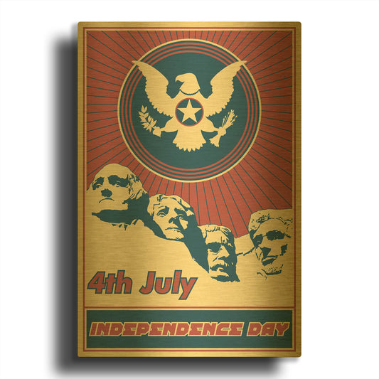 'Independence Day Rushmore' By LUXE Gold Metal Wall Art