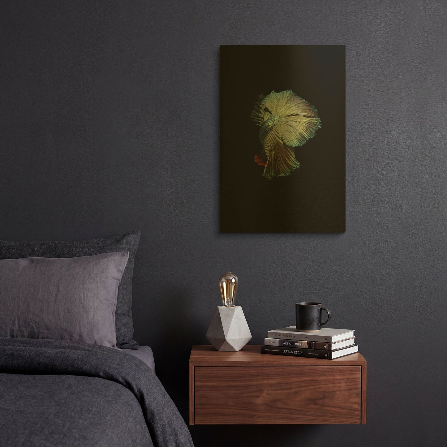 'Turquoise and Red Betta' By Incado Gold Metal Wall Art