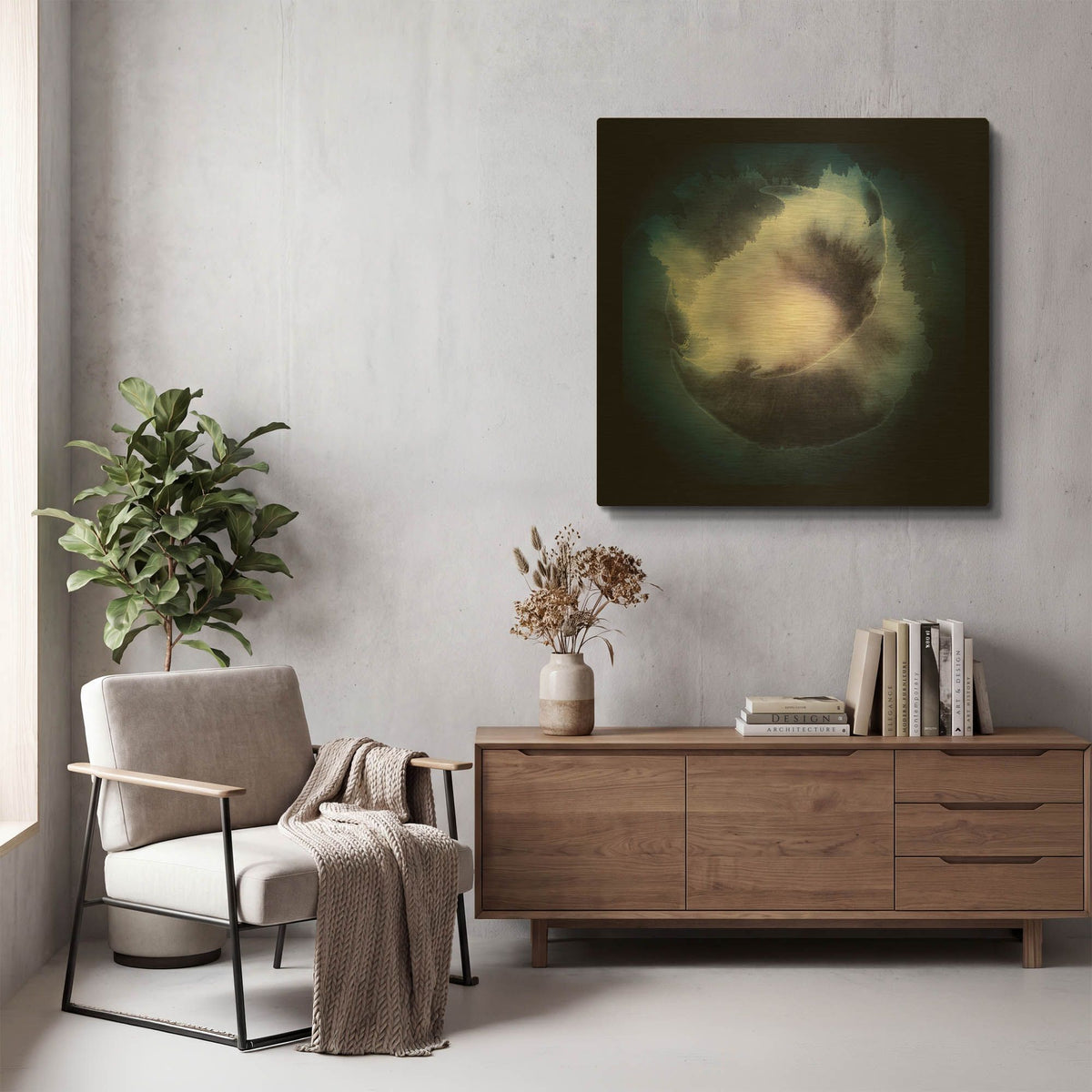 'Water Color Drop' By Incado Gold Metal Wall Art