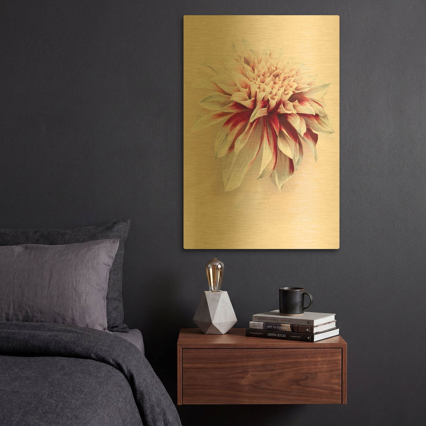 'Water Dahlia' By Incado Gold Metal Wall Art