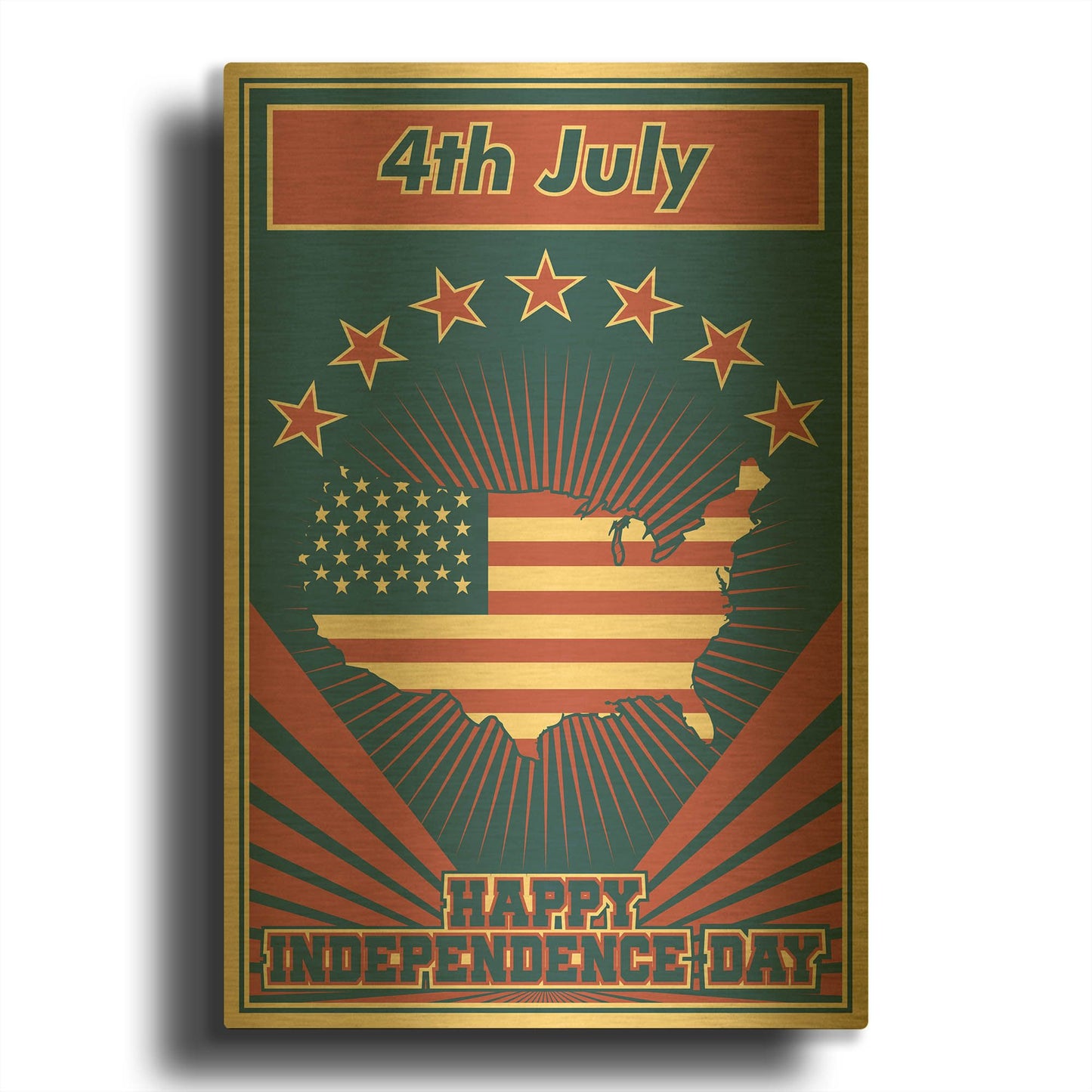 'Independence Day USA' By LUXE Gold Metal Wall Art