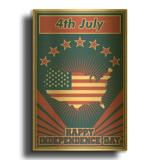 'Independence Day USA' By LUXE Gold Metal Wall Art