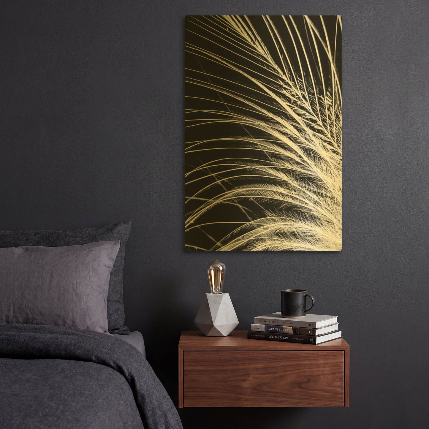 'White Feather' By Incado Gold Metal Wall Art