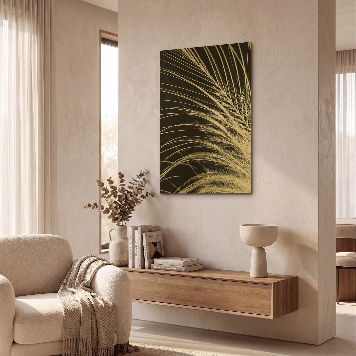 'White Feather' By Incado Gold Metal Wall Art