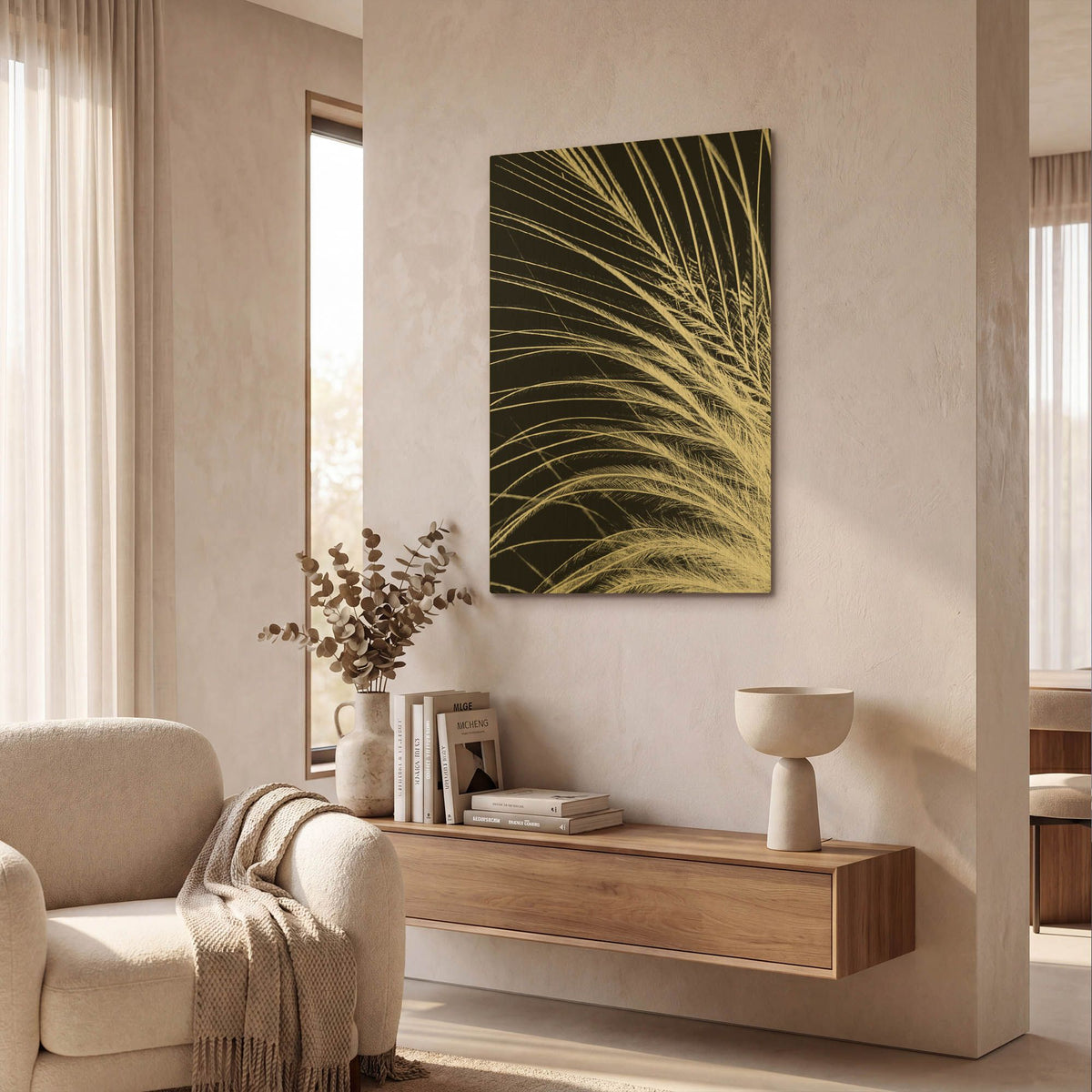 'White Feather' By Incado Gold Metal Wall Art