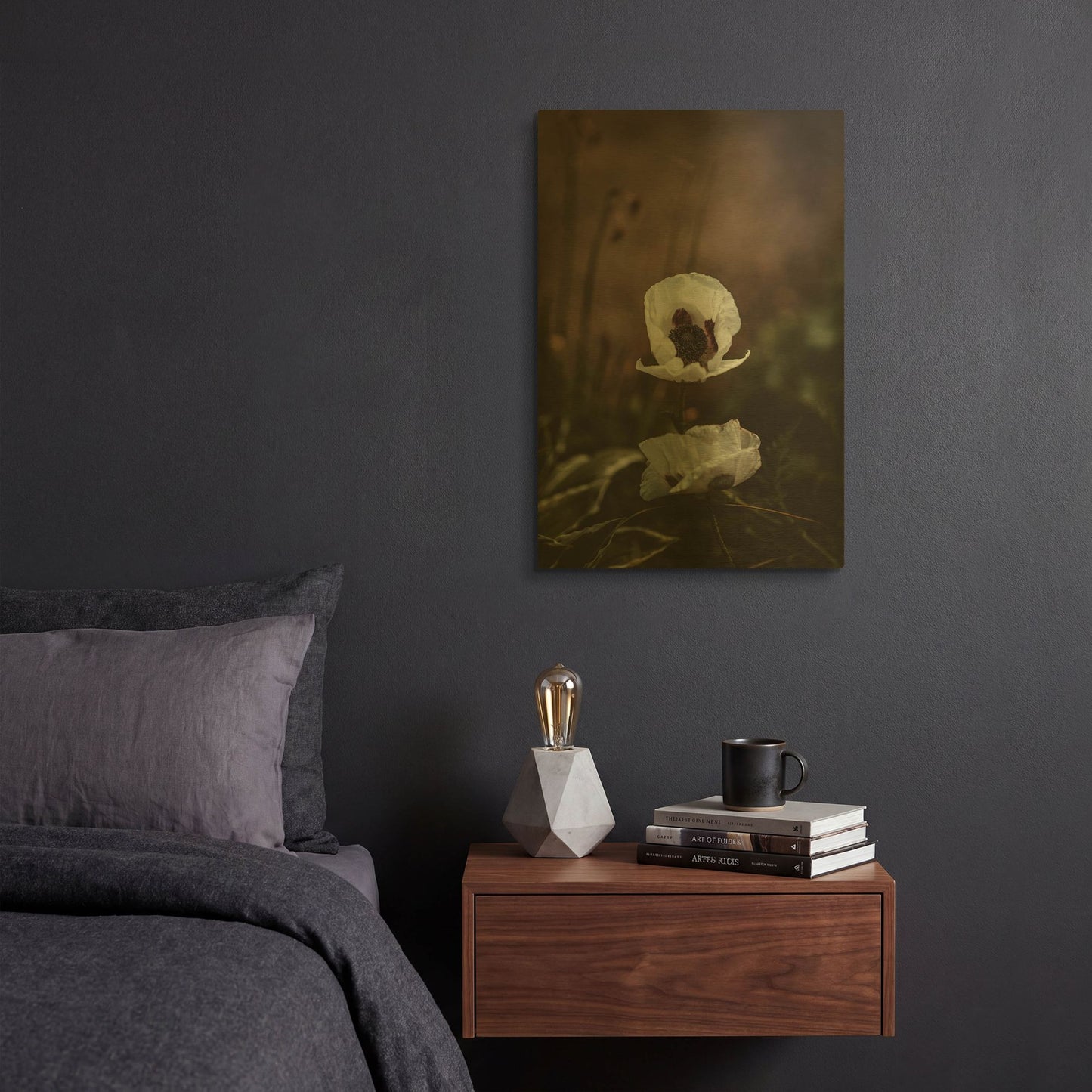 'White Poppies' By Incado Gold Metal Wall Art